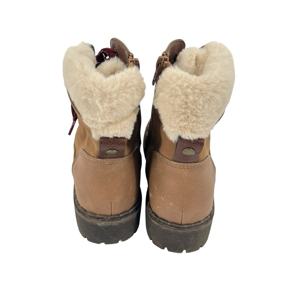 Maurices Parker Womens 8M Tan Faux Fur Lace Up Side Zip Combat Ankle Boots - Picture 7 of 7